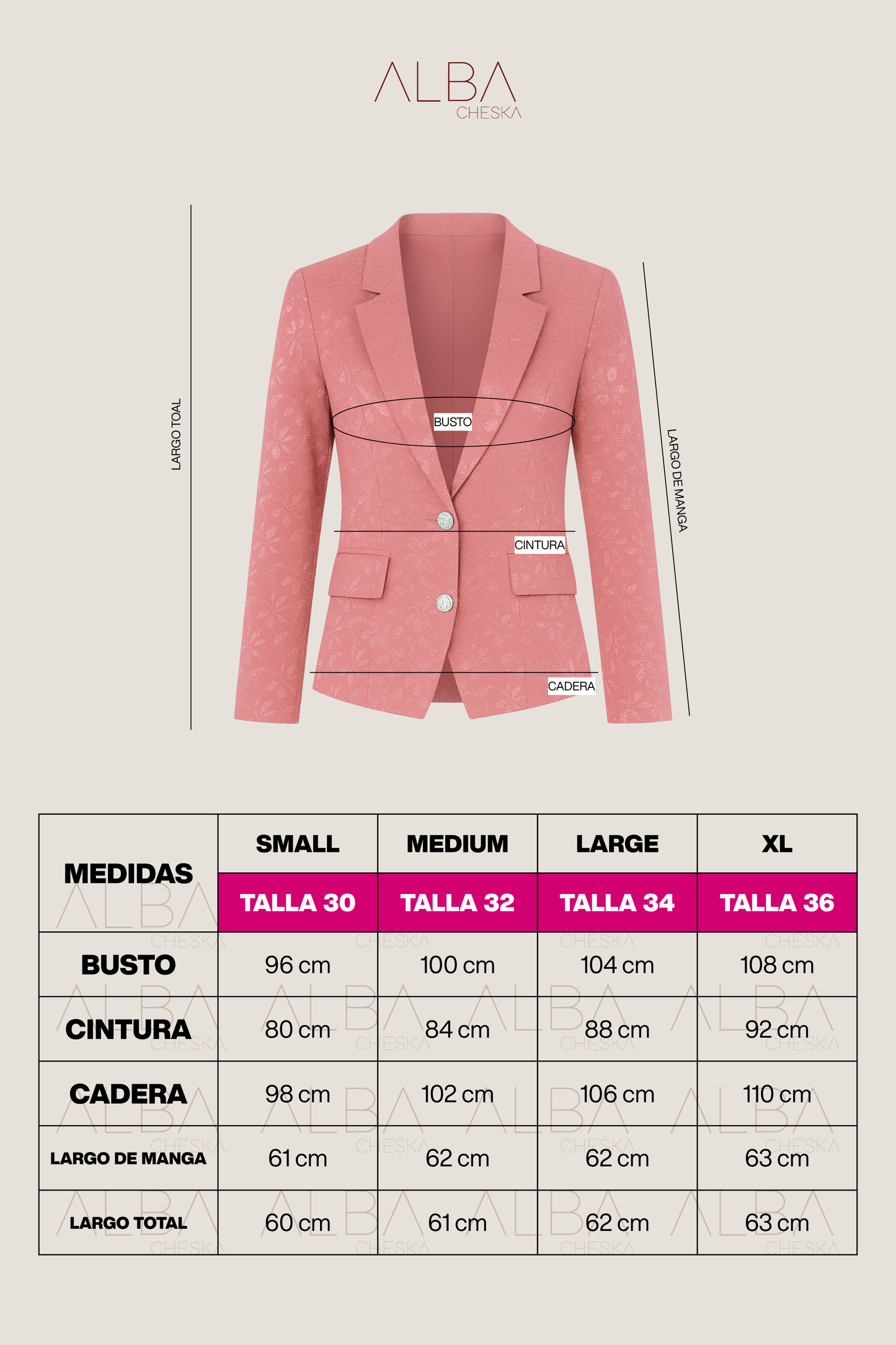 Blazer de Encaje Iris Palo Rosa