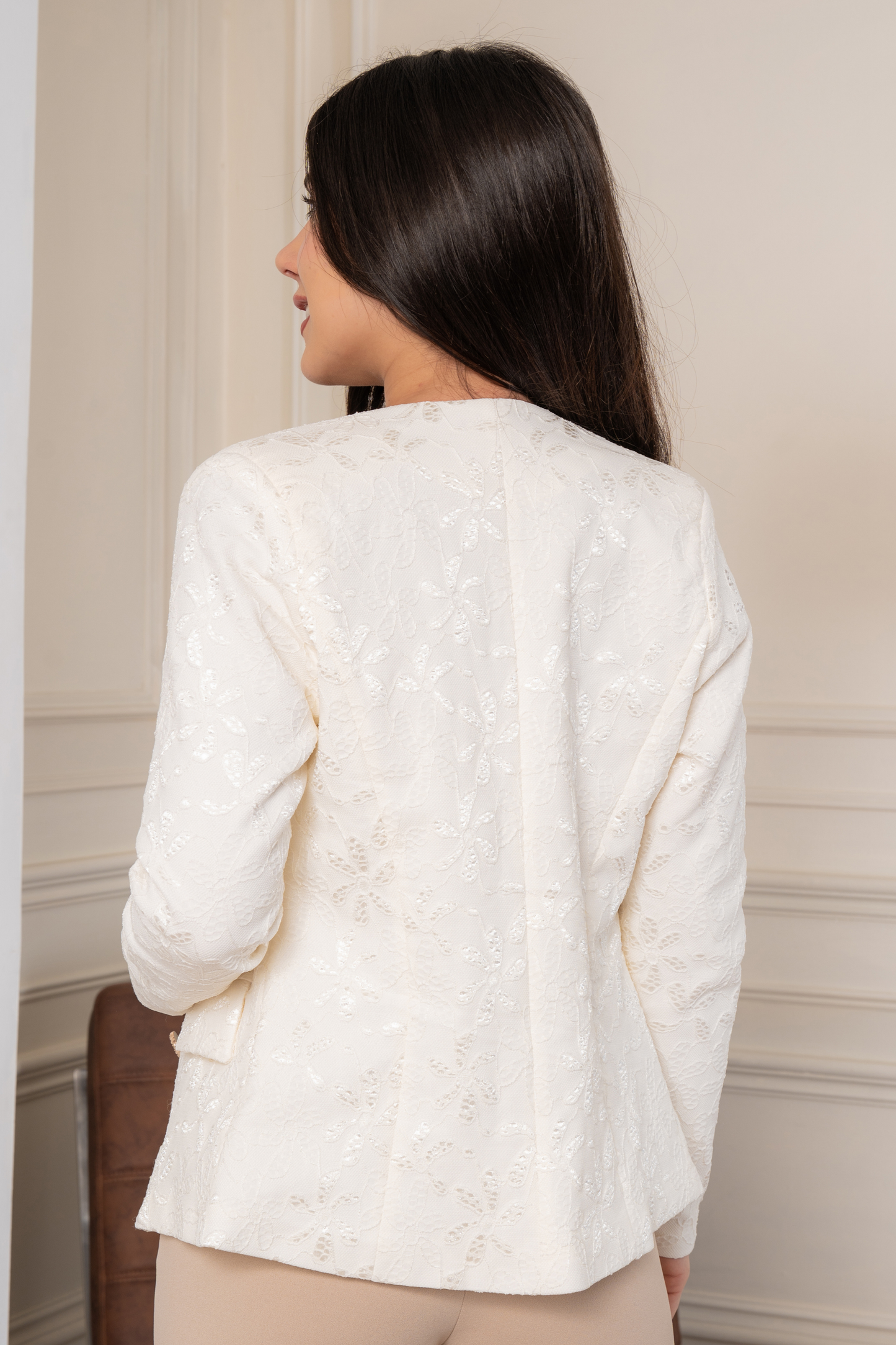 Blazer de Encaje Iris Perla