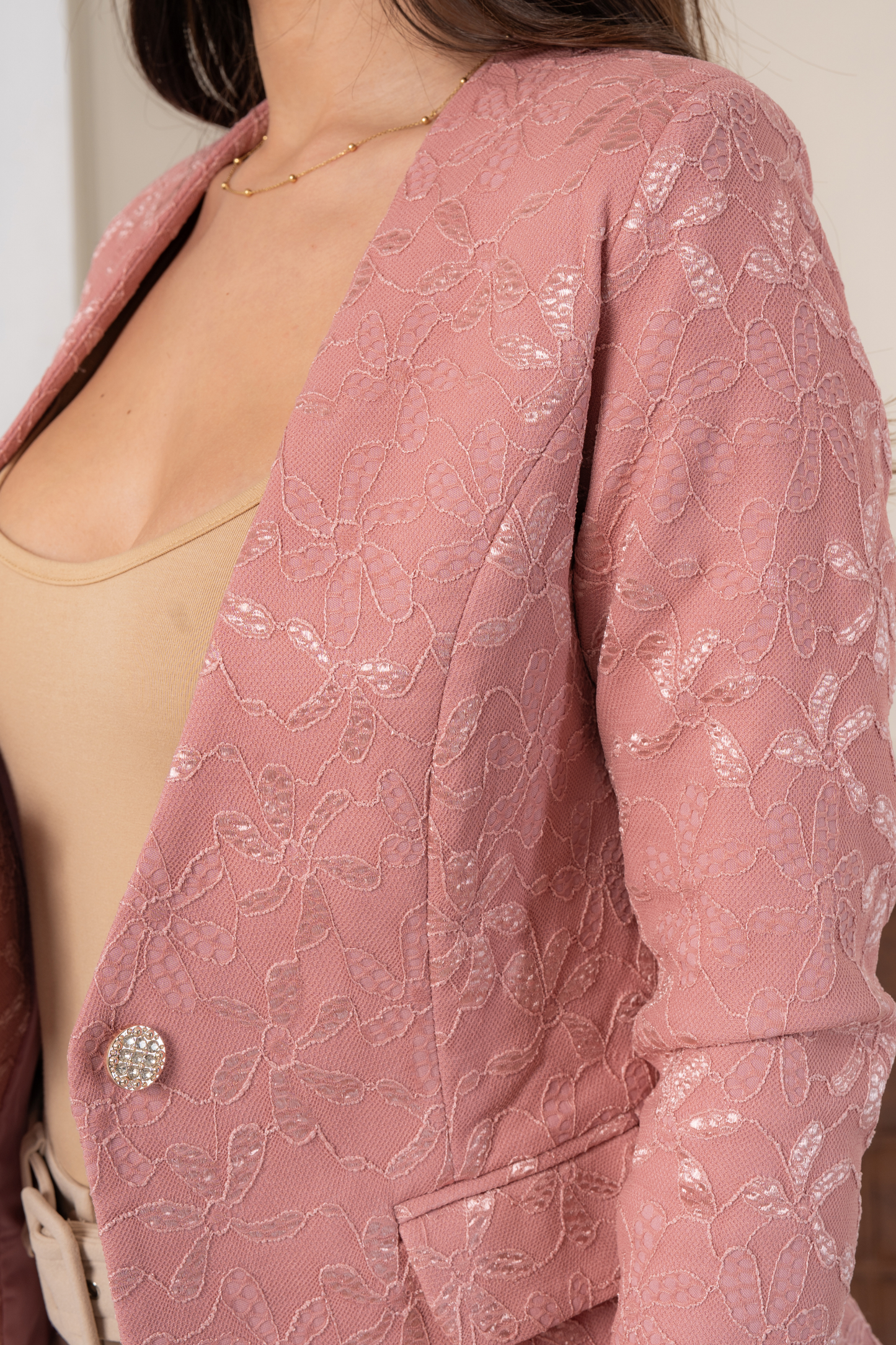 Blazer de Encaje Iris Palo Rosa