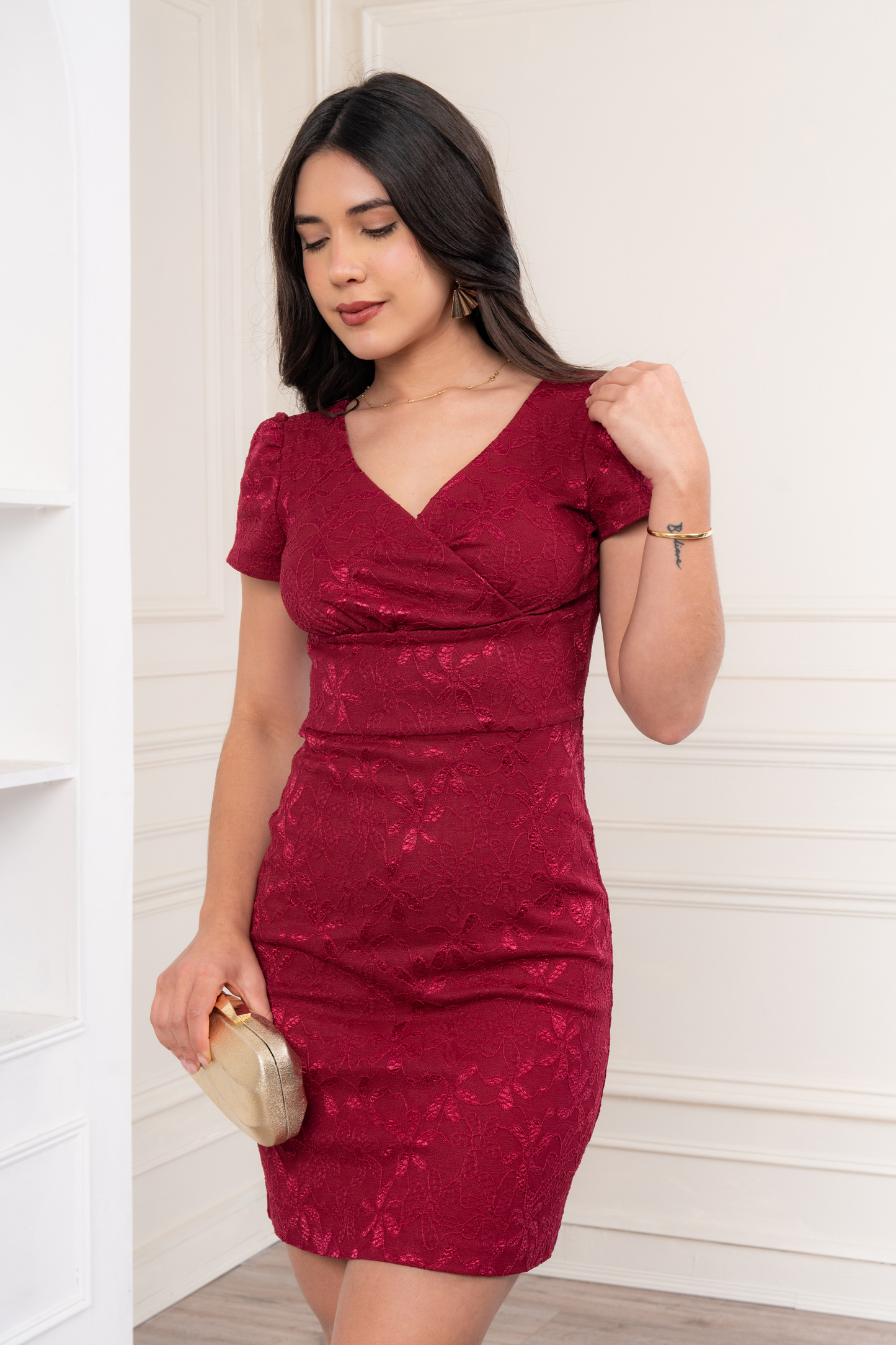 Vestido de Encaje Iris Vino
