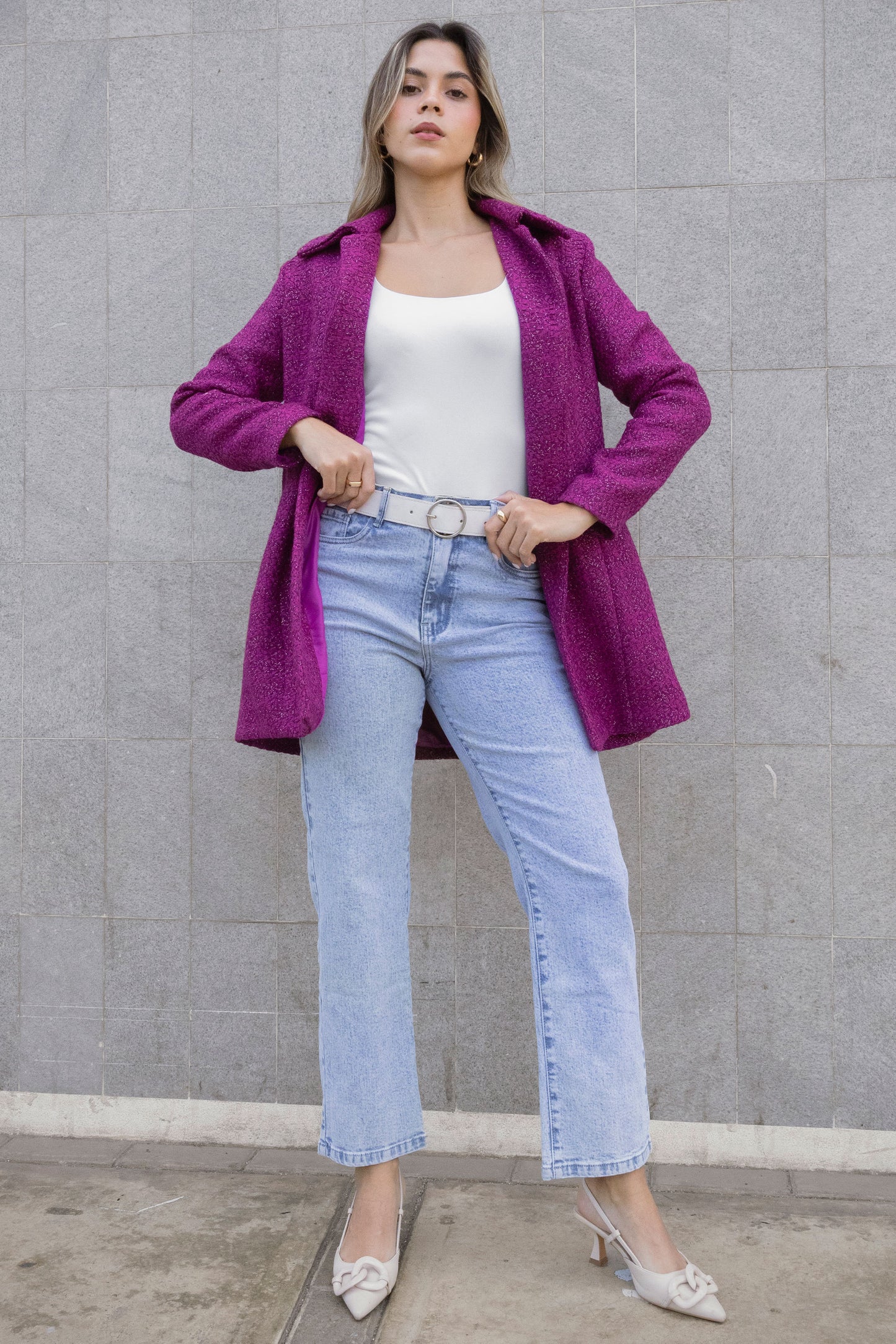 Abrigo Estampado Vichy Isabella Morado