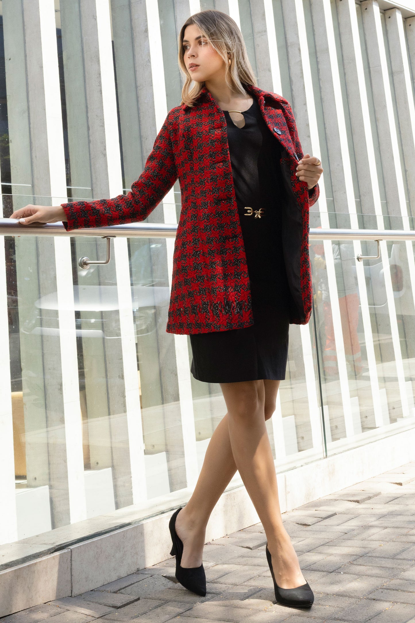 Abrigo Estampado Vichy Isabella Rojo