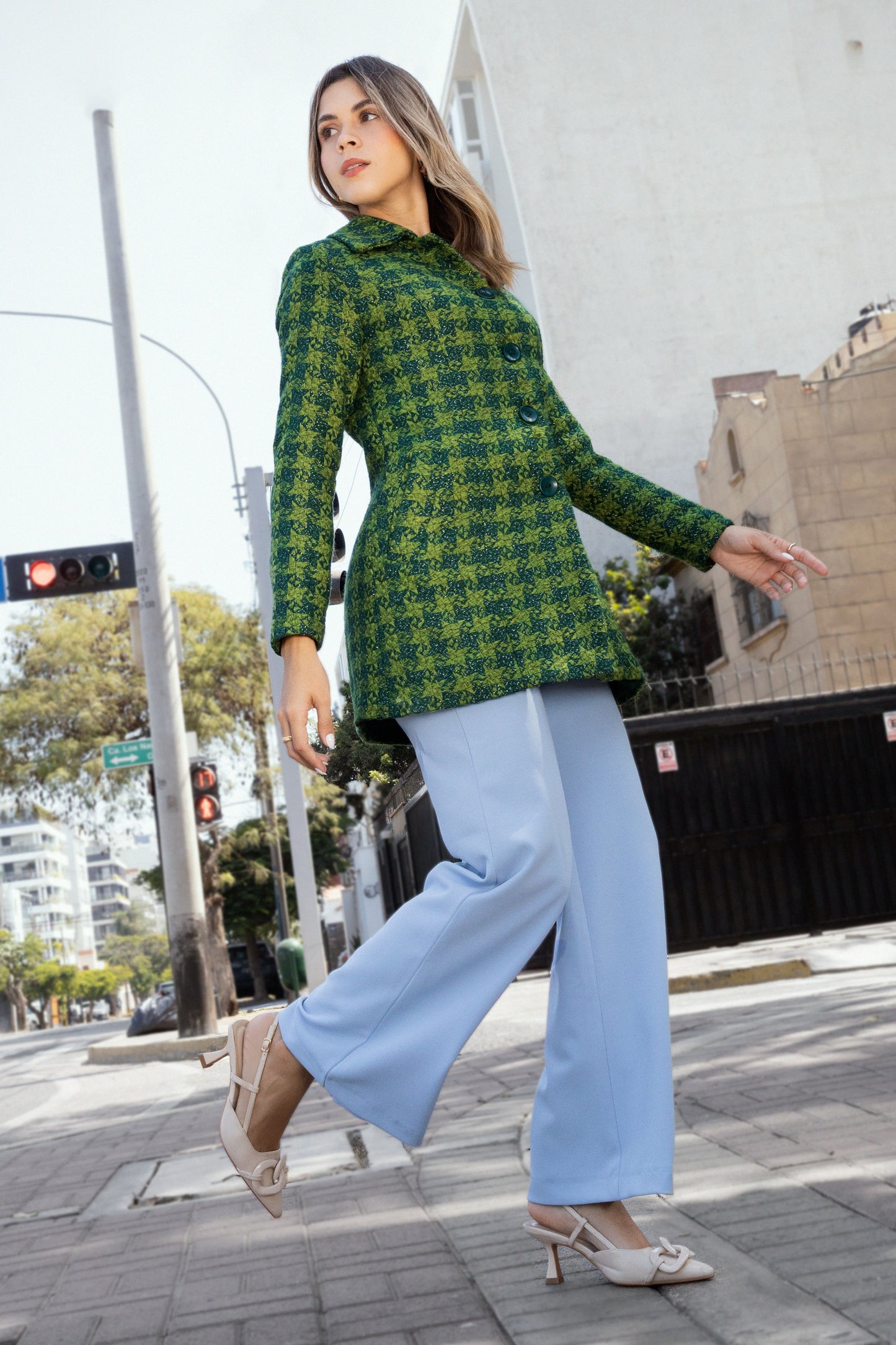 Abrigo Estampado Vichy Isabella Verde
