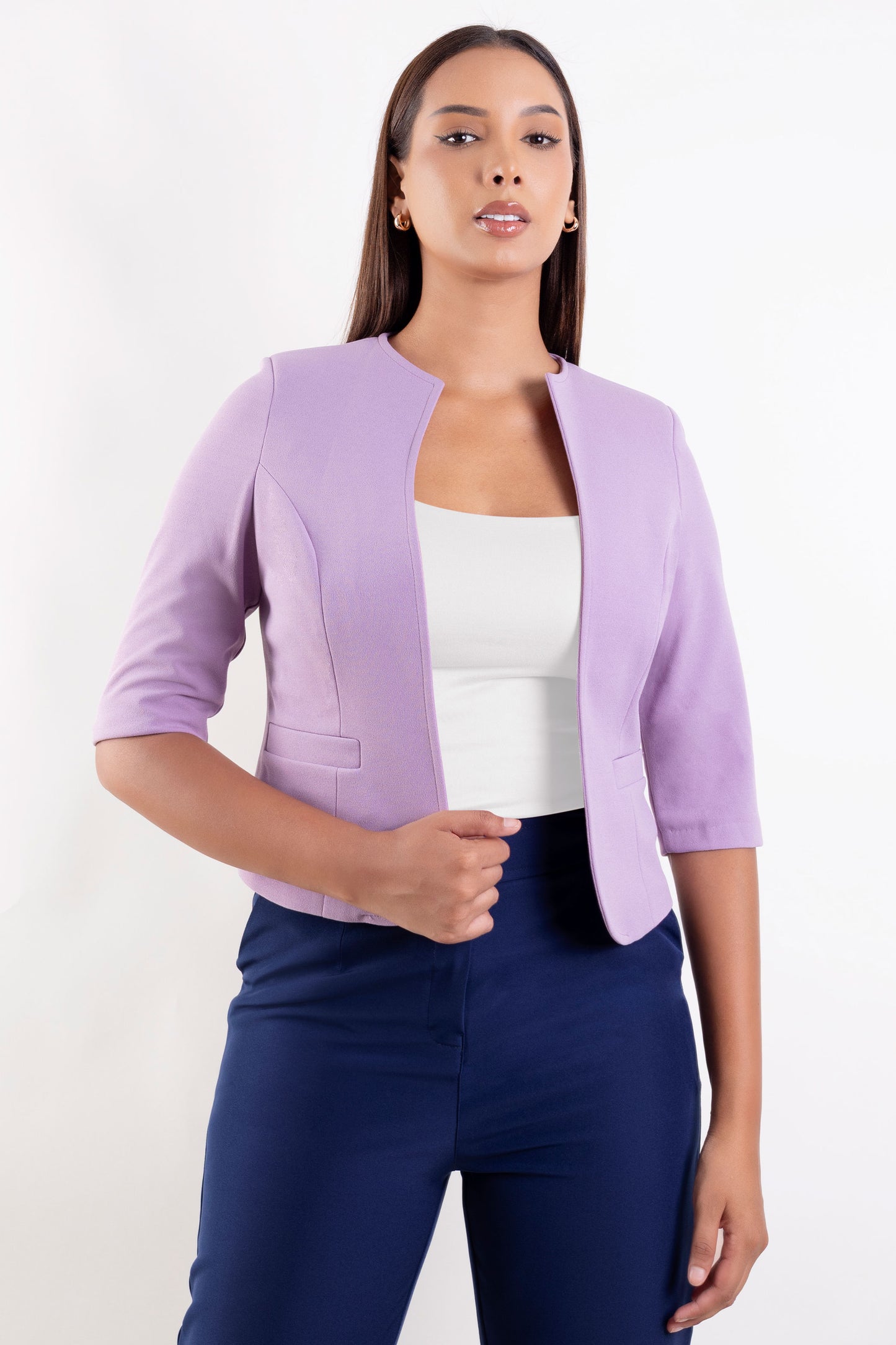 Blazer Marielena 3/4 sin botón Lila