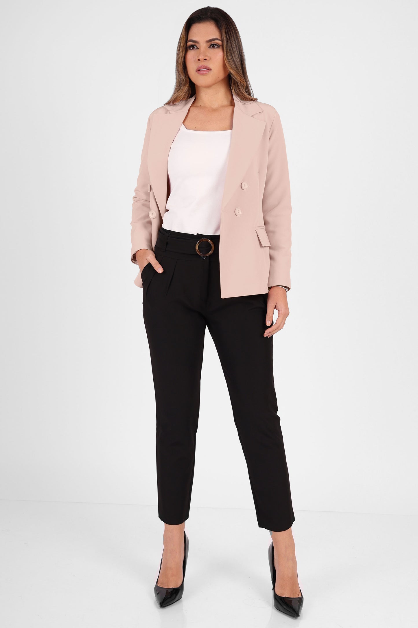 Blazer cruzado con cuatro botones Melannie Beige