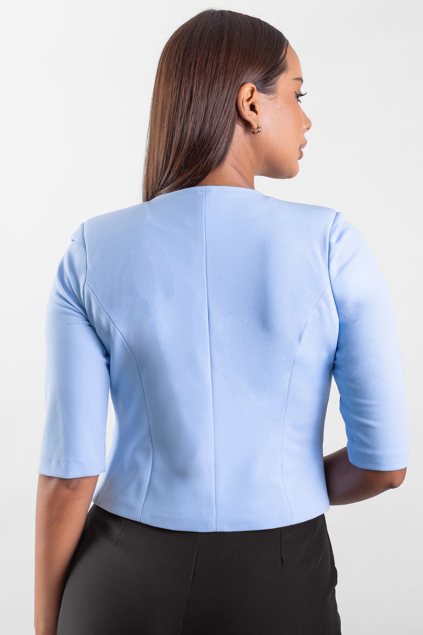 Blazer Marielena 3/4 sin botón celeste