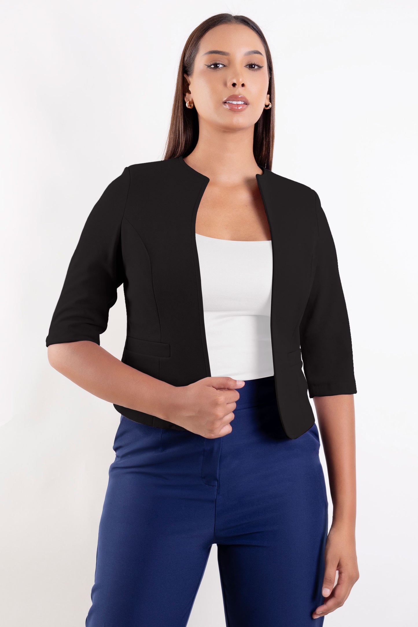 Blazer Marielena 3/4 sin boton negro
