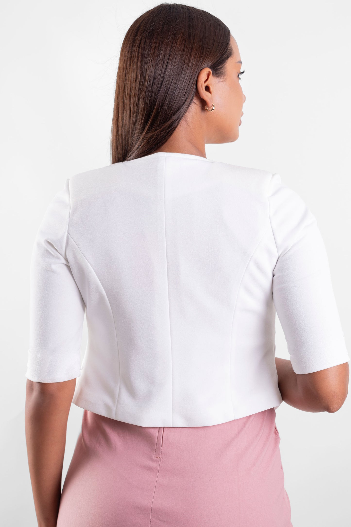 Blazer Marielena 3/4 sin botón blanco ivory