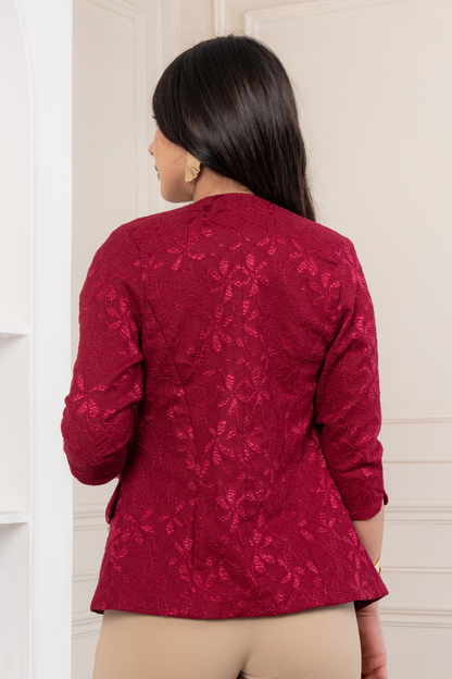 Blazer de Encaje Iris Manga 3/4 Vino