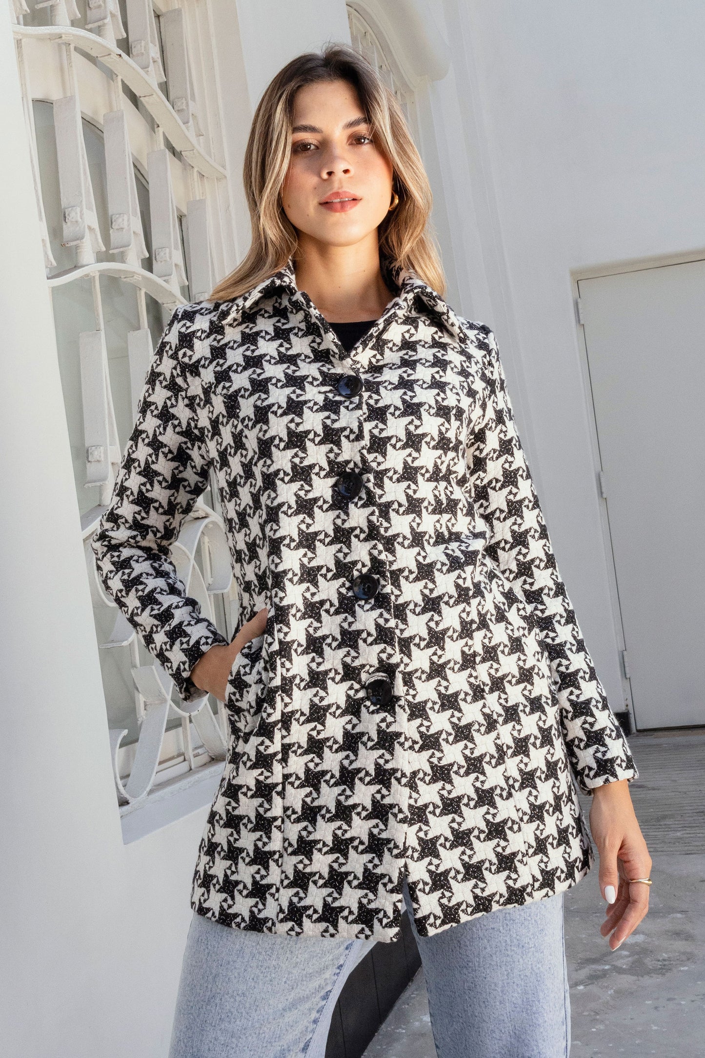 Abrigo Estampado Vichy Isabella Negro